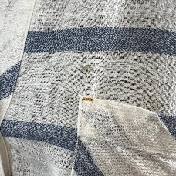 Soft Surrounding White Blue Top Cotton Striped Collared Half Placket Size XL - Picture 7 of 9